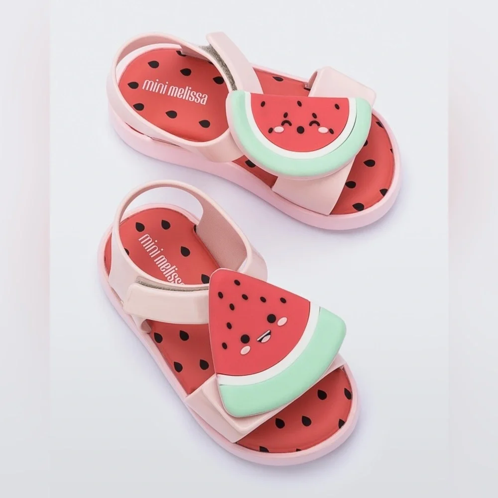 NWT MINI MELISSA Mini Jump Fruitland Watermelon Baby Sandals Size 7T - Picture 1 of 9